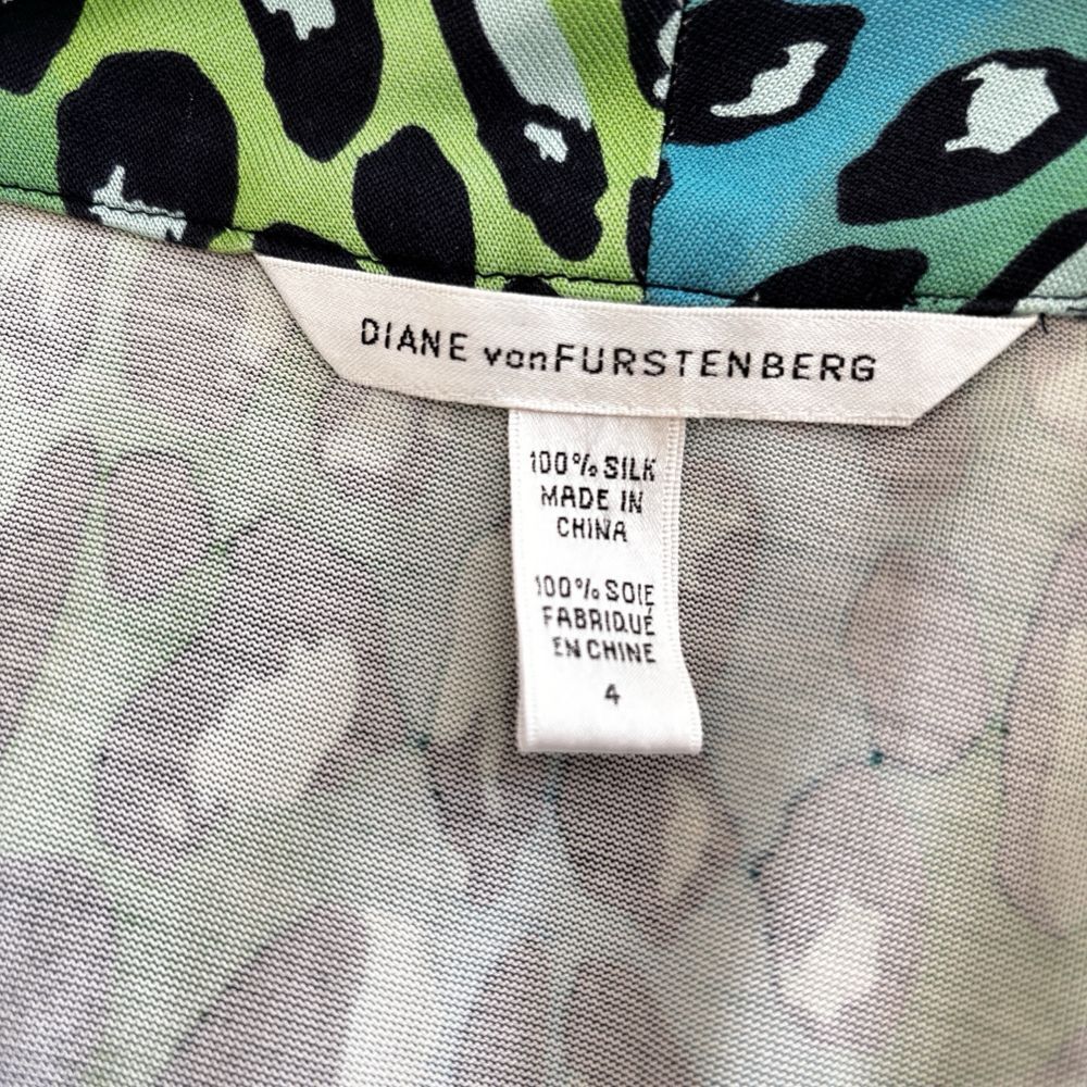 Diane Von Furstenberg Blue and Green Patterned Mini Dress - Picture 5 of 7